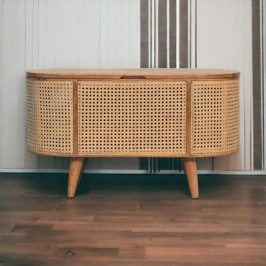 Larrisa Rounded Lid up Blanket Box. Solid Mango Wood