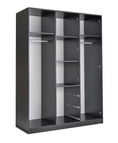 Wardrobe LATI D3 Black and Oak Viking with Mirror - Stylish Storage with Drawers, Shelves & Hanging Rails