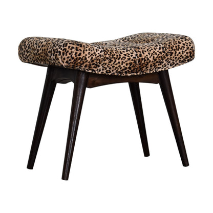 Leopard Print Curved Bench. 100% Solid Mango Wood
