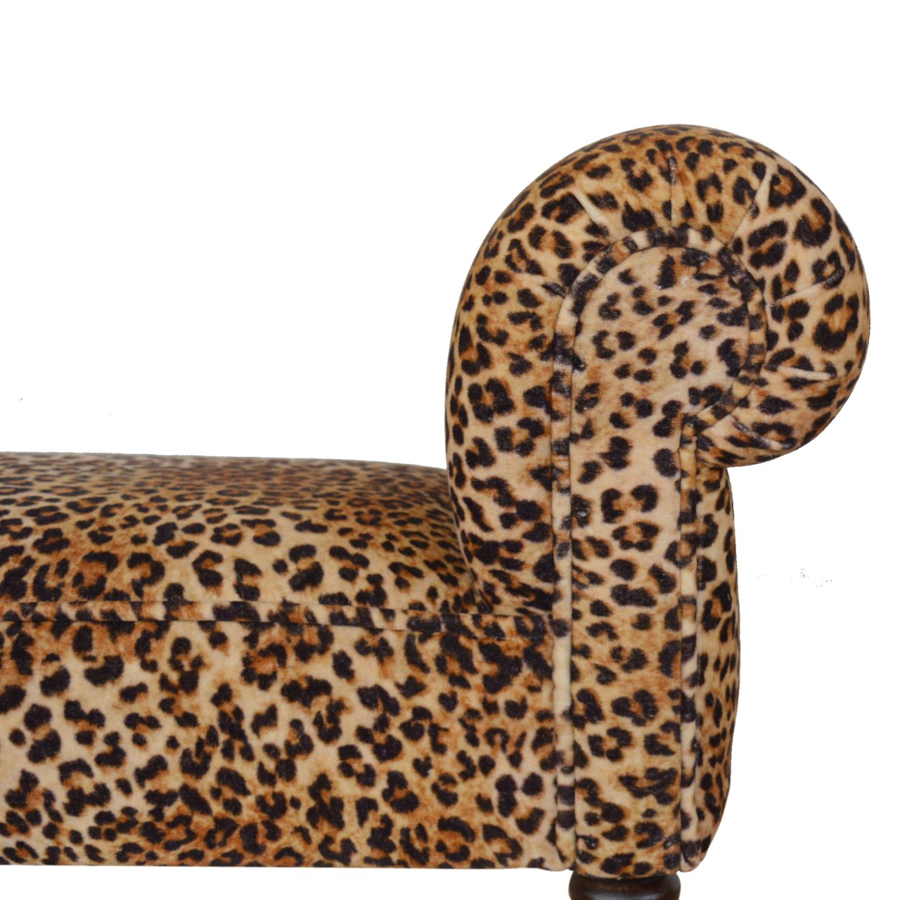 Leopard Print Velvet Bench. 100% Solid Mango Wood
