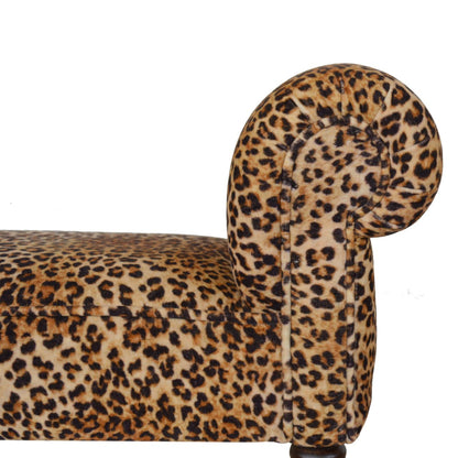Leopard Print Velvet Bench. 100% Solid Mango Wood