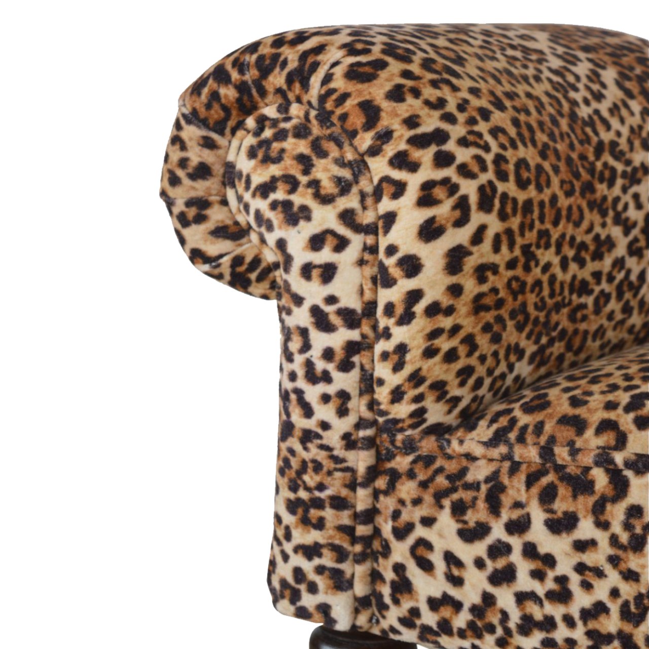 Leopard Print Velvet Bench. 100% Solid Mango Wood