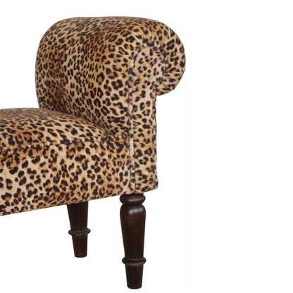 Leopard Print Velvet Bench. 100% Solid Mango Wood