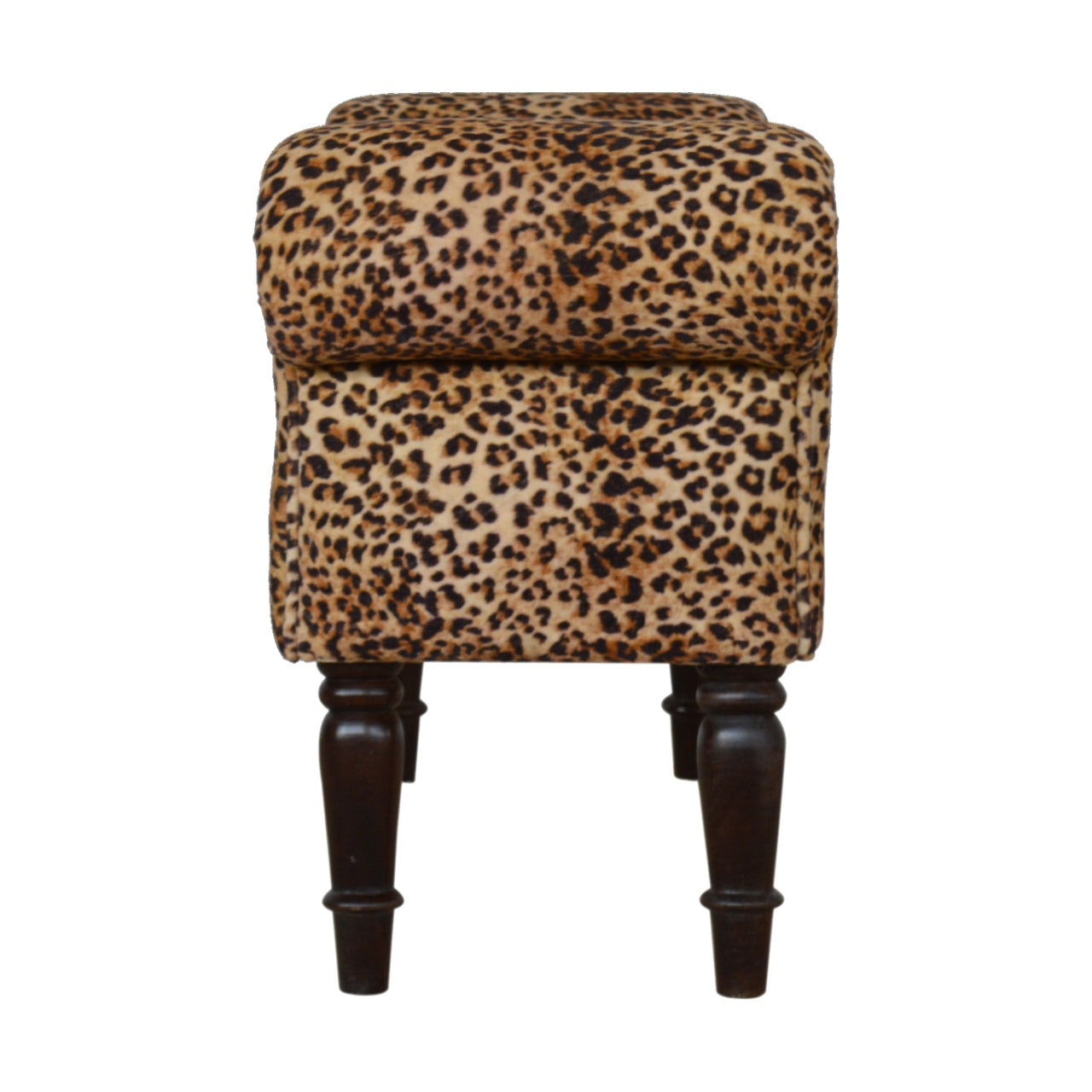 Leopard Print Velvet Bench. 100% Solid Mango Wood