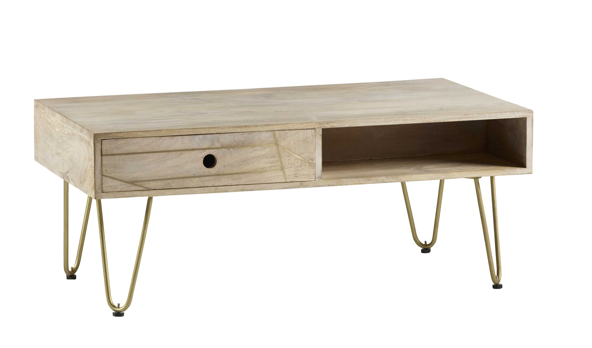 Light Gold Coffee Table. 100% Solid Mango Wood