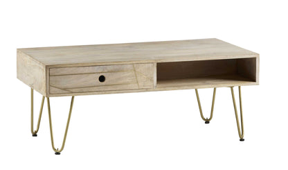 Light Gold Coffee Table. 100% Solid Mango Wood