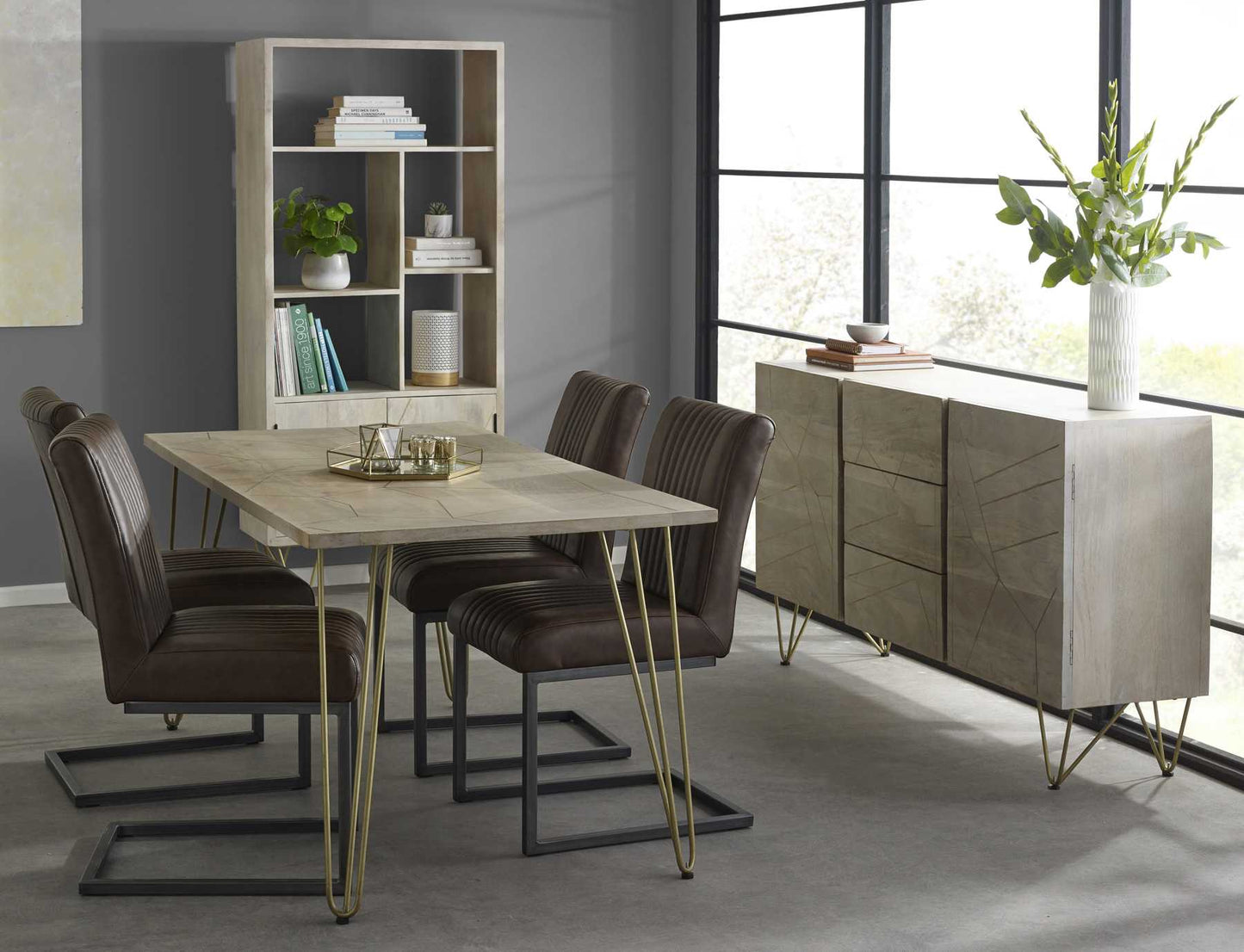 Light Gold Dining Table. 100% Solid Mango Wood.