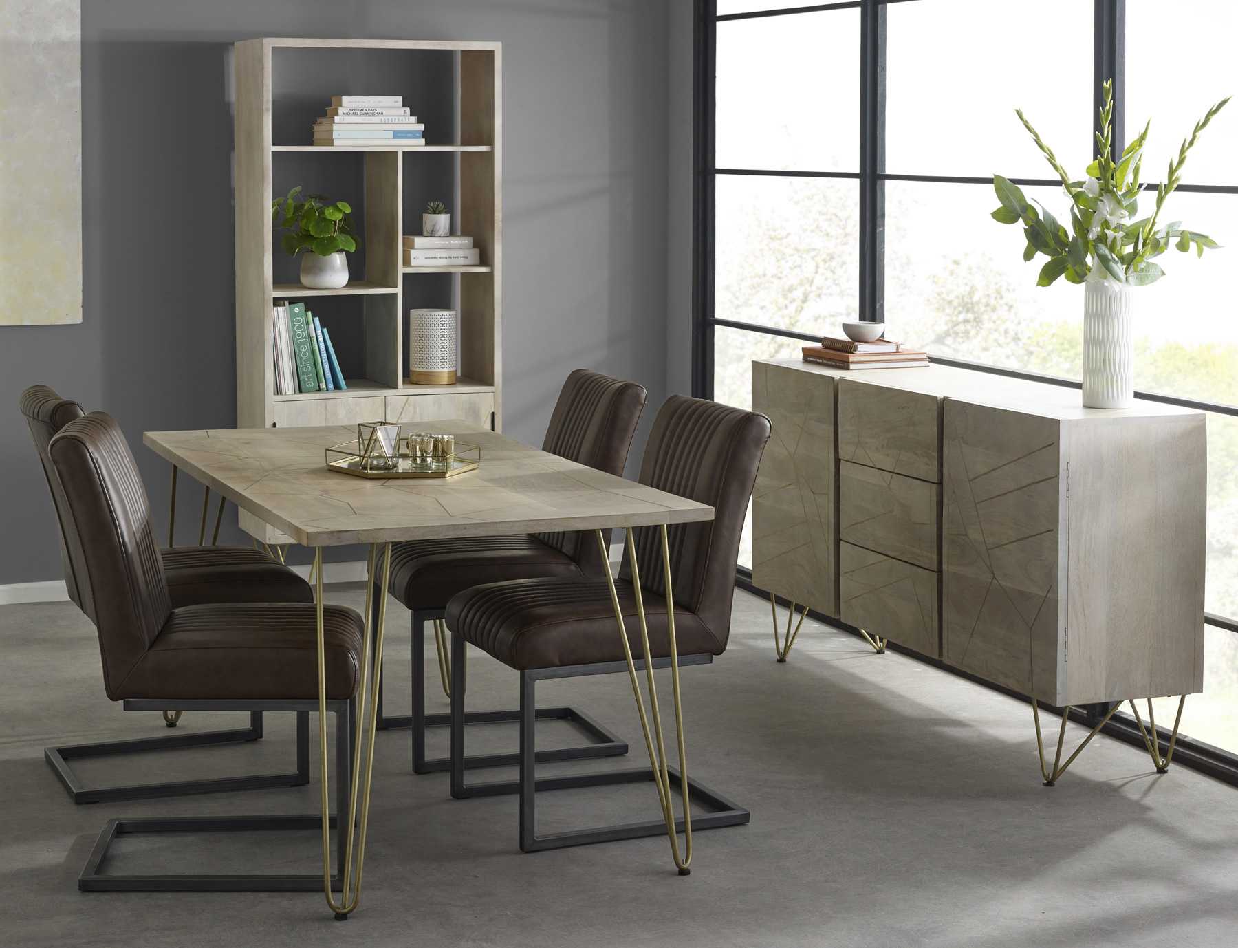 Light Gold Dining Table. 100% Solid Mango Wood.