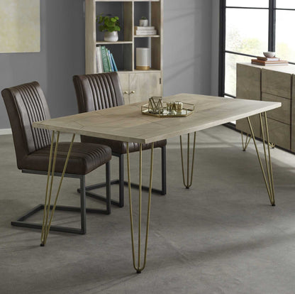 Light Gold Dining Table. 100% Solid Mango Wood.