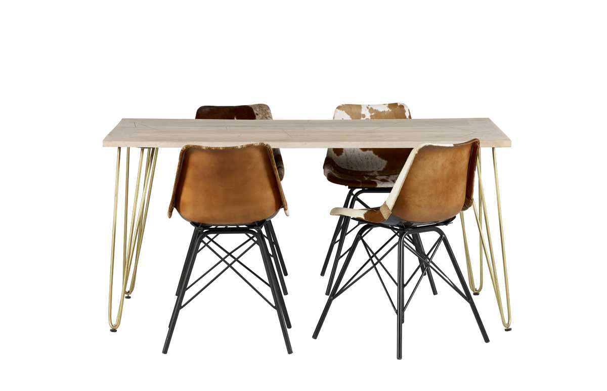 Light Gold Dining Table. 100% Solid Mango Wood.