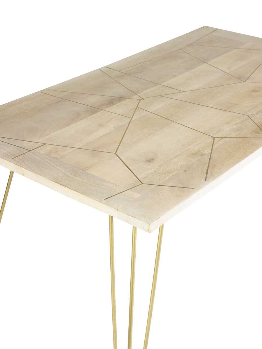Light Gold Dining Table. 100% Solid Mango Wood.