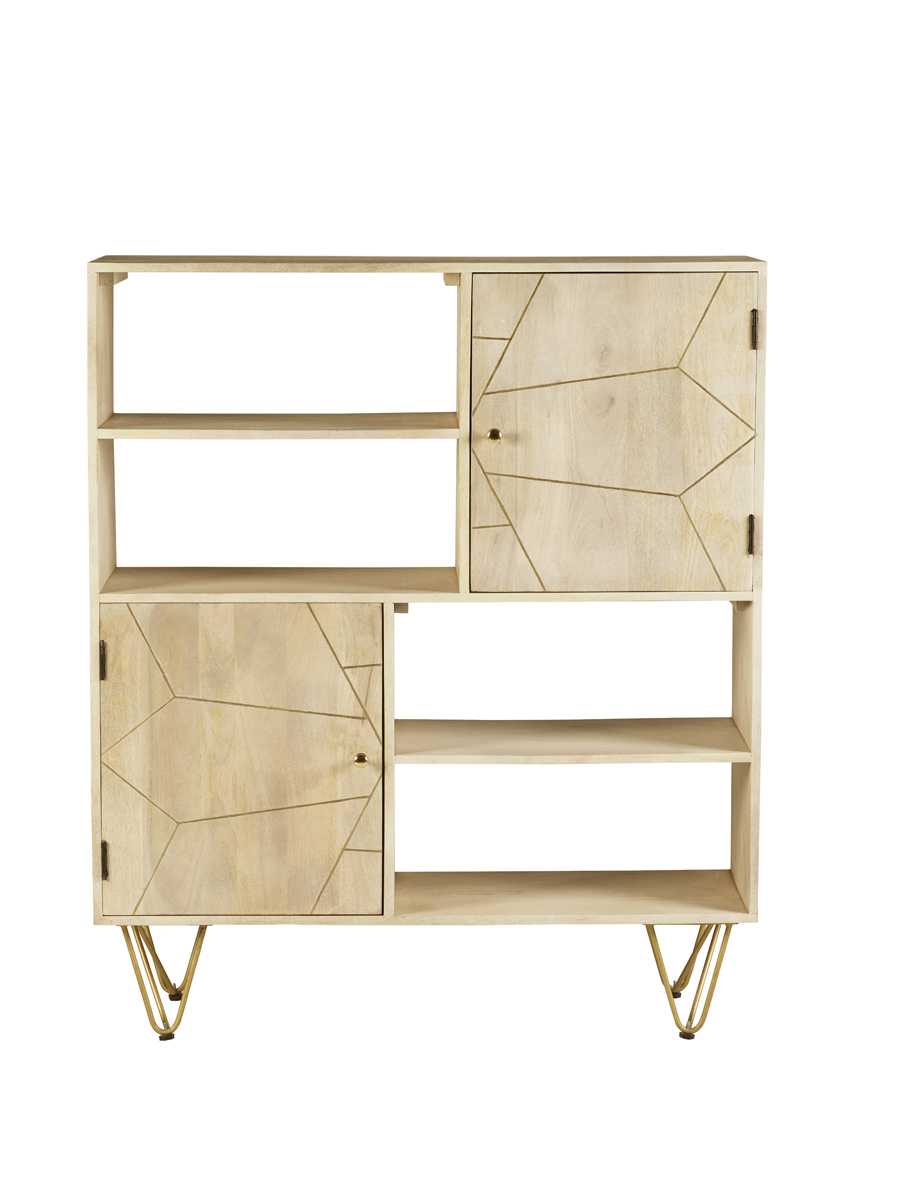 Light Gold Display Cabinet. 100% Solid Mango Wood