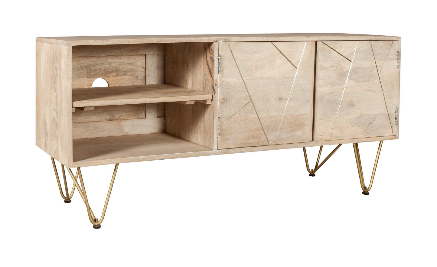 Light Gold Media Unit. 100% Solid Mango Wood