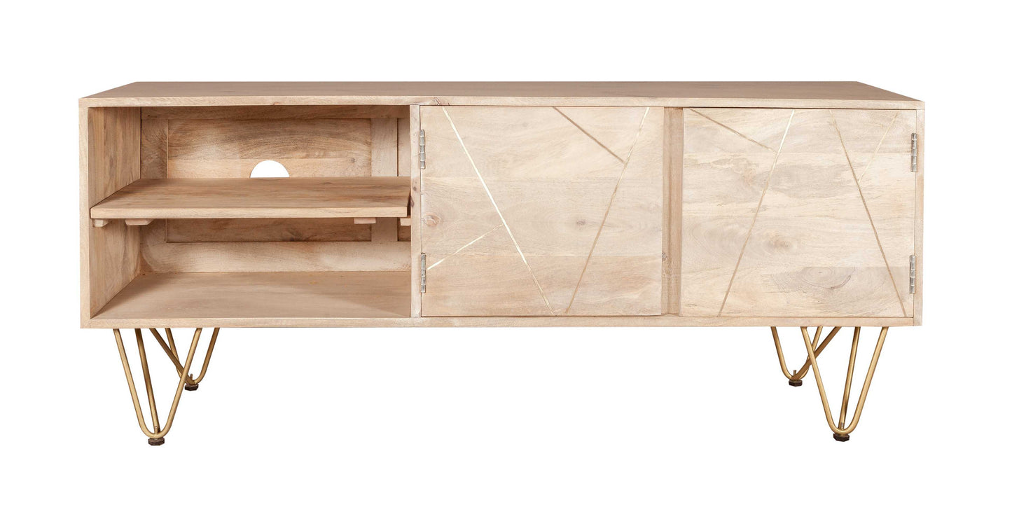 Light Gold Media Unit. 100% Solid Mango Wood