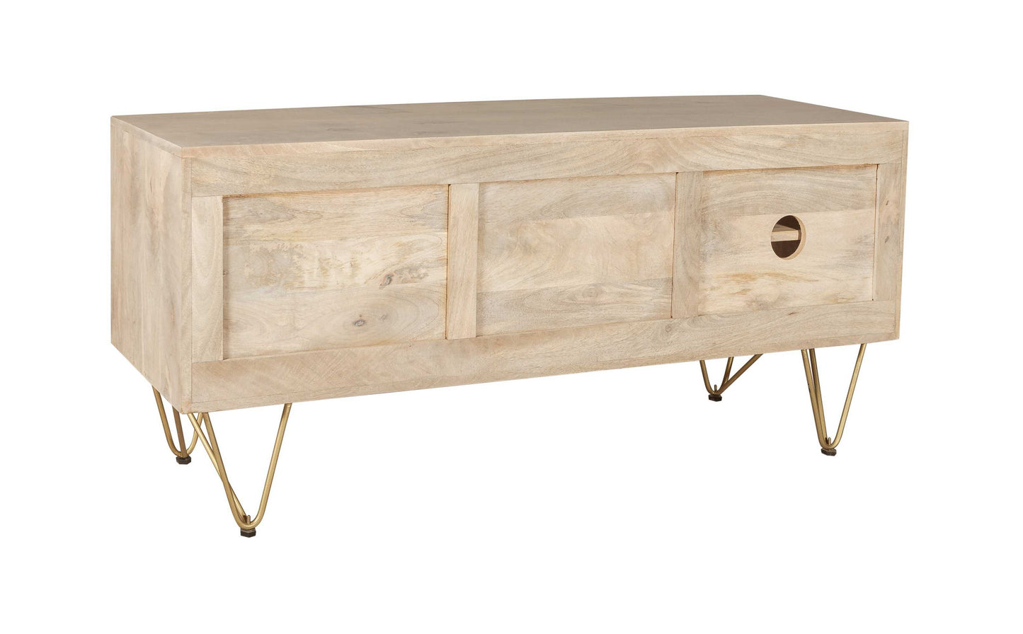 Light Gold Media Unit. 100% Solid Mango Wood