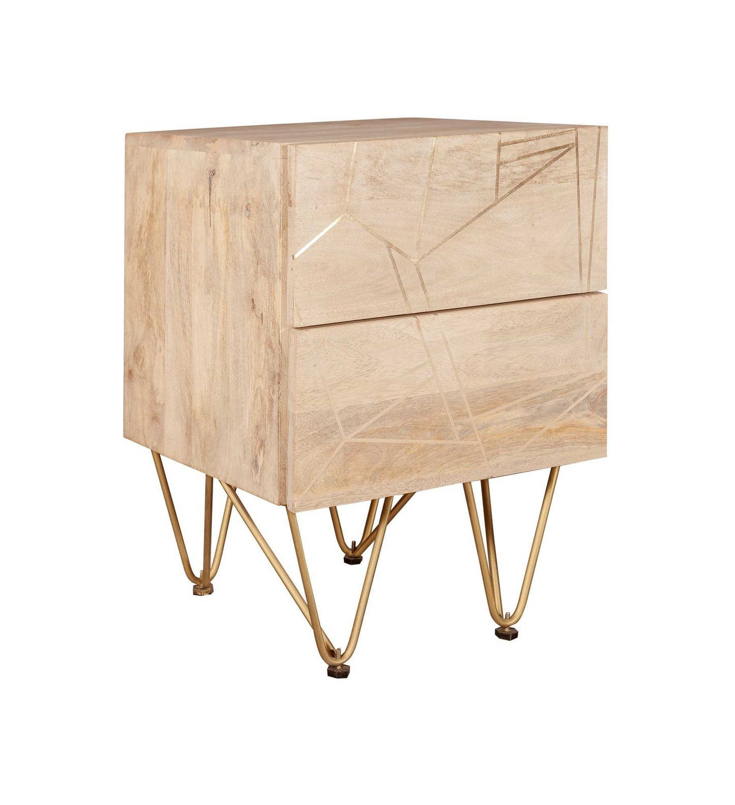 Light Gold  Side Table. 100% Solid Mango Wood.