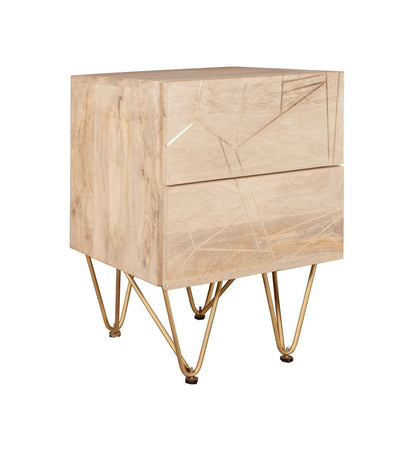 Light Gold  Side Table. 100% Solid Mango Wood.