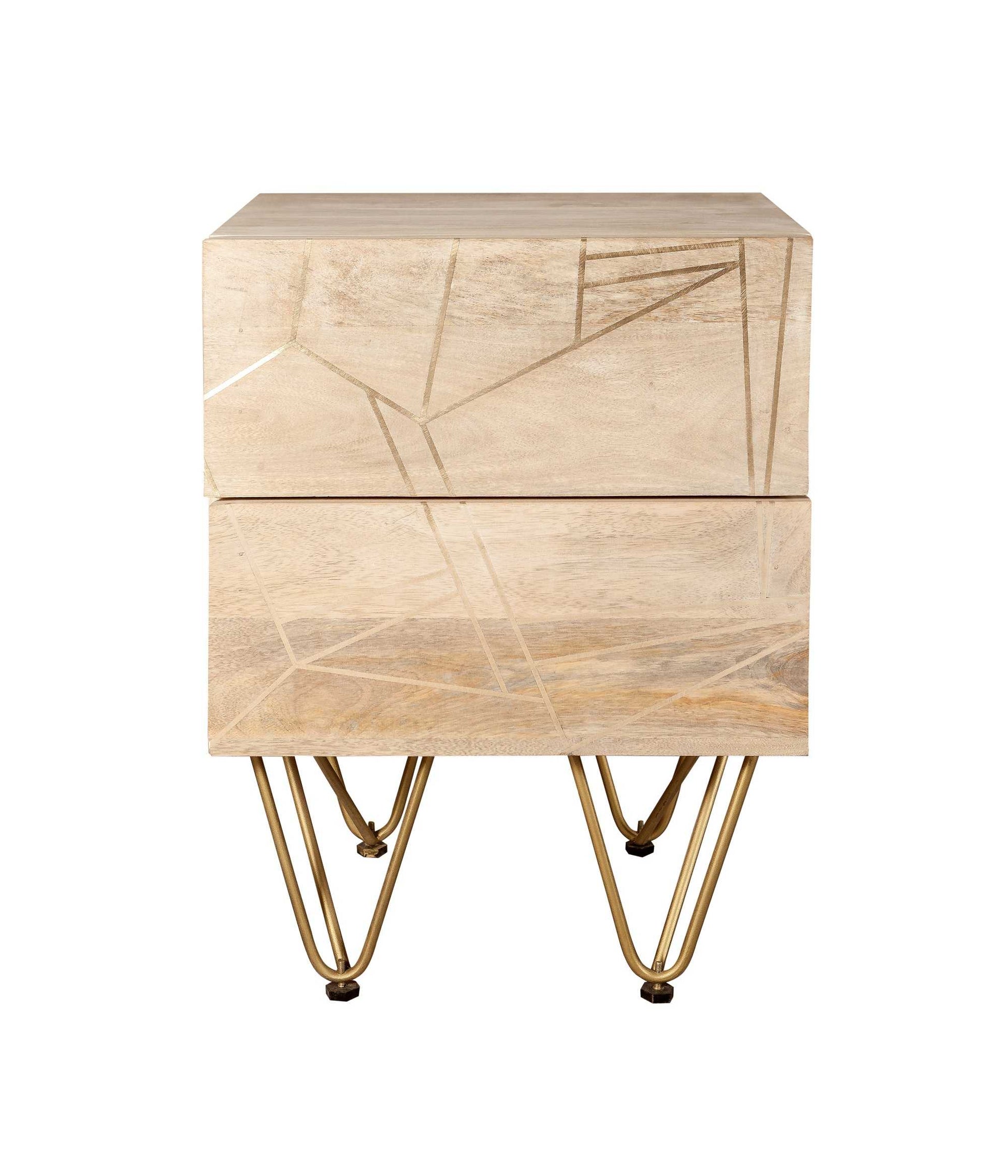 Light Gold  Side Table. 100% Solid Mango Wood.