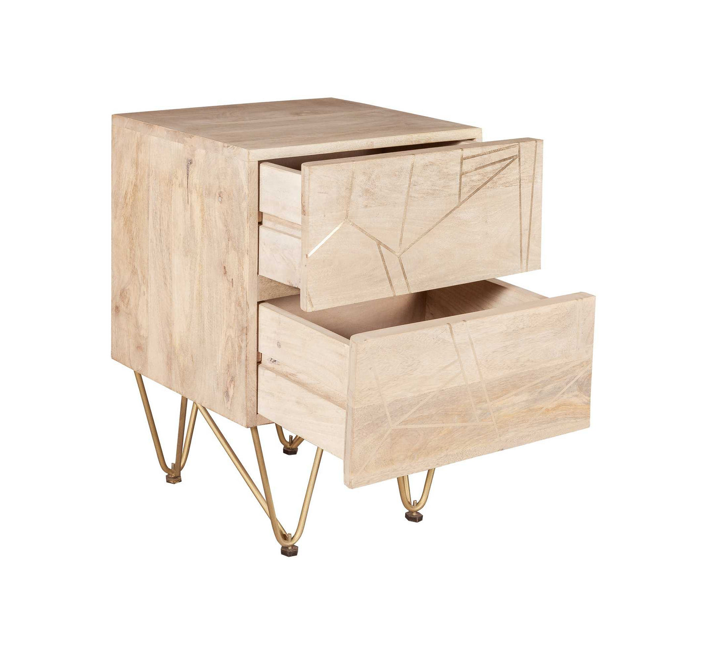 Light Gold  Side Table. 100% Solid Mango Wood.