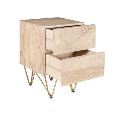 Light Gold  Side Table. 100% Solid Mango Wood.