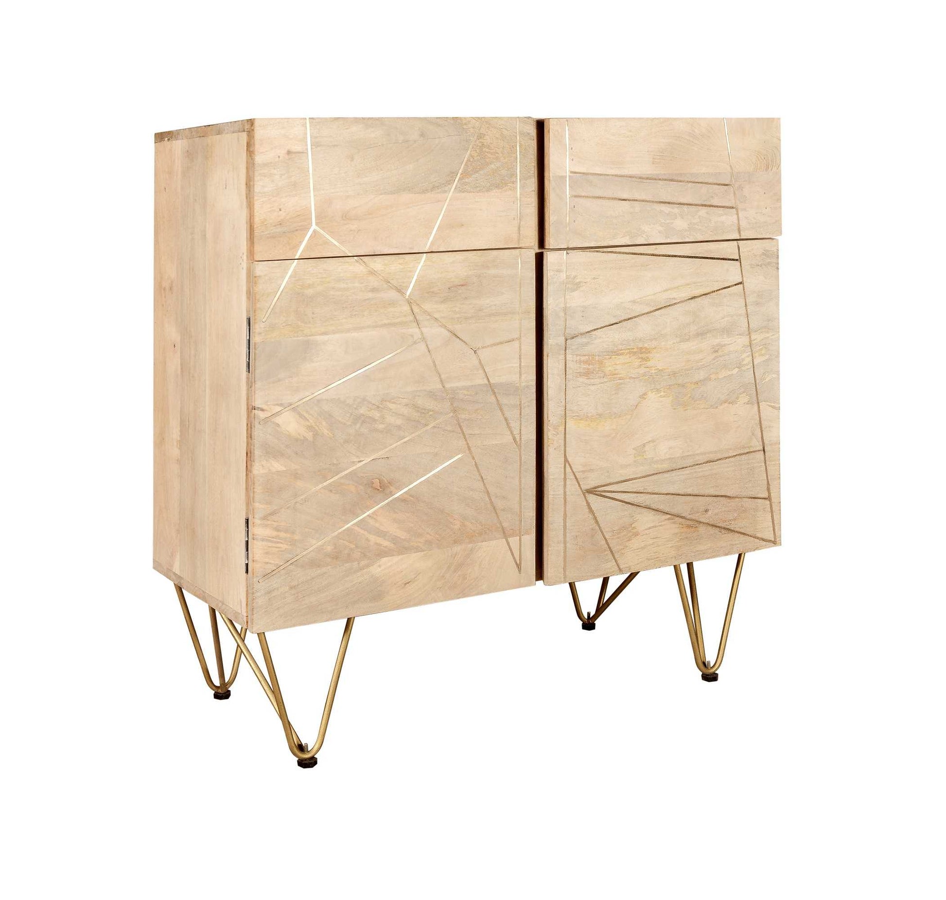Light Gold  Sideboard. 100% Solid Mango Wood