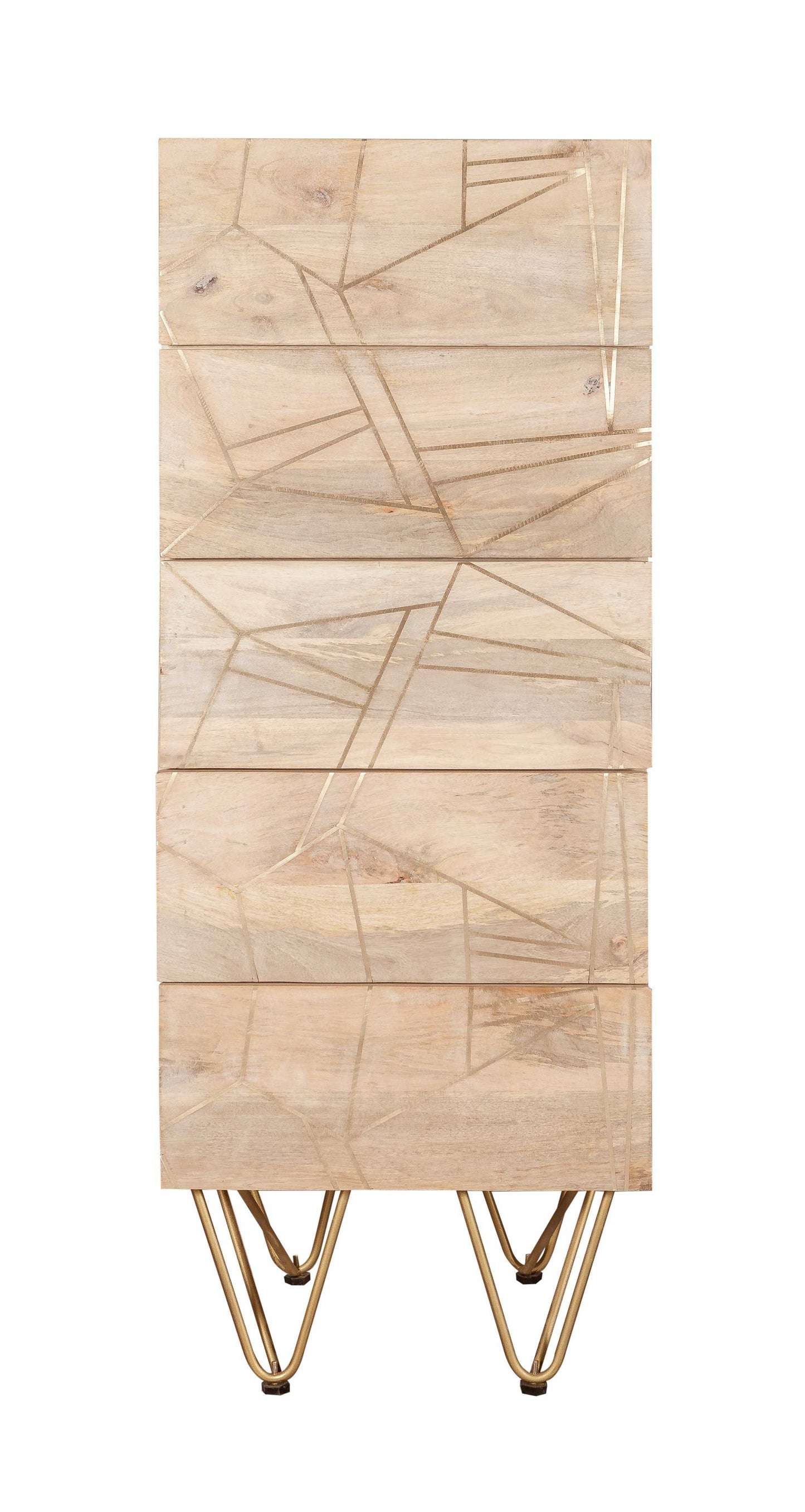 Light Gold Tall Chest. 100% Solid Mango Wood