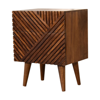 Lille  Chestnut Bedside. 100% Solid Mango Wood
