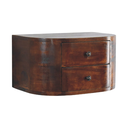 Lunar 2 Drawer Floating Bedside. 100% Solid Mango Wood