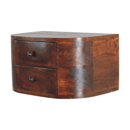 Lunar 2 Drawer Floating Bedside. 100% Solid Mango Wood
