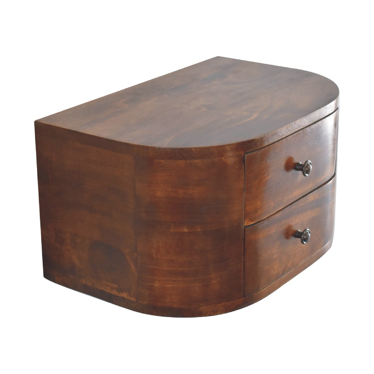 Lunar 2 Drawer Floating Bedside. 100% Solid Mango Wood