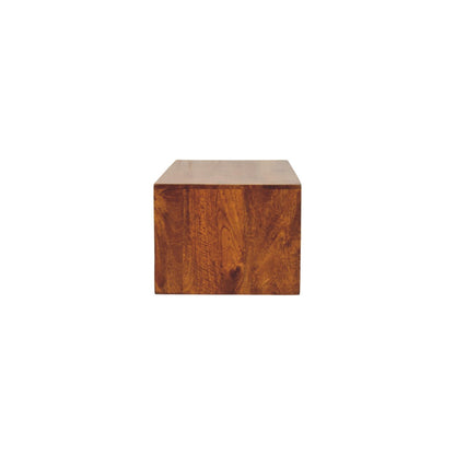 Lunar Chestnut Wall-Mounted Media Unit. 100% Solid Mango Wood