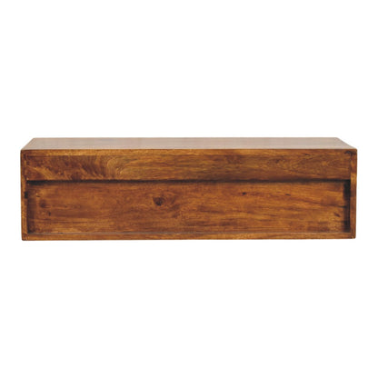 Lunar Chestnut Wall-Mounted Media Unit. 100% Solid Mango Wood