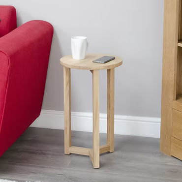 Lyon Occasional Round Lamp Table. 100% Solid Oak