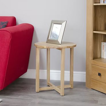 Lyon Round Lamp Table. 100% Solid Oak