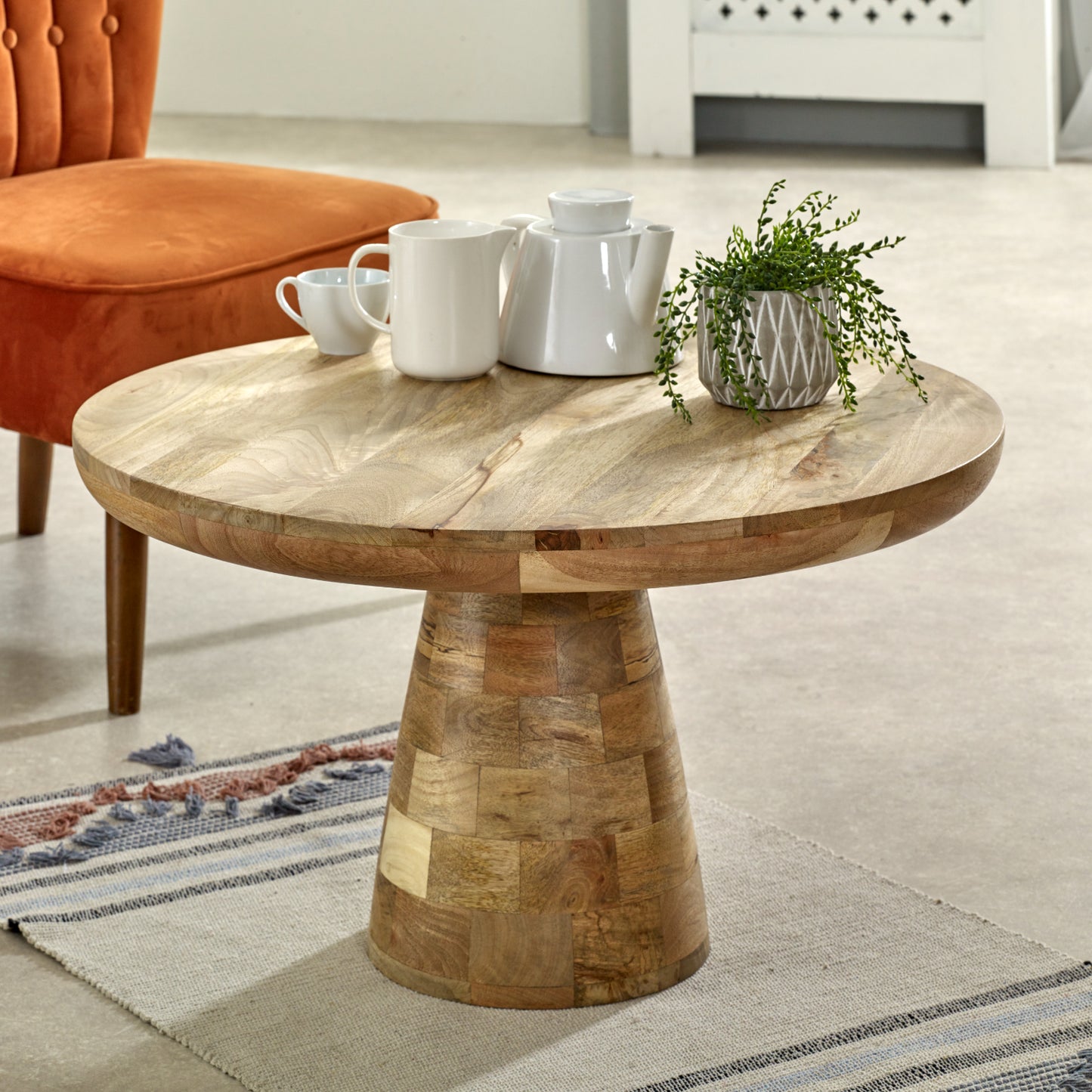 Surrey Solid Wood Coffee Table Mushroom Style 100% Eco Sourced Solid Mango Wood