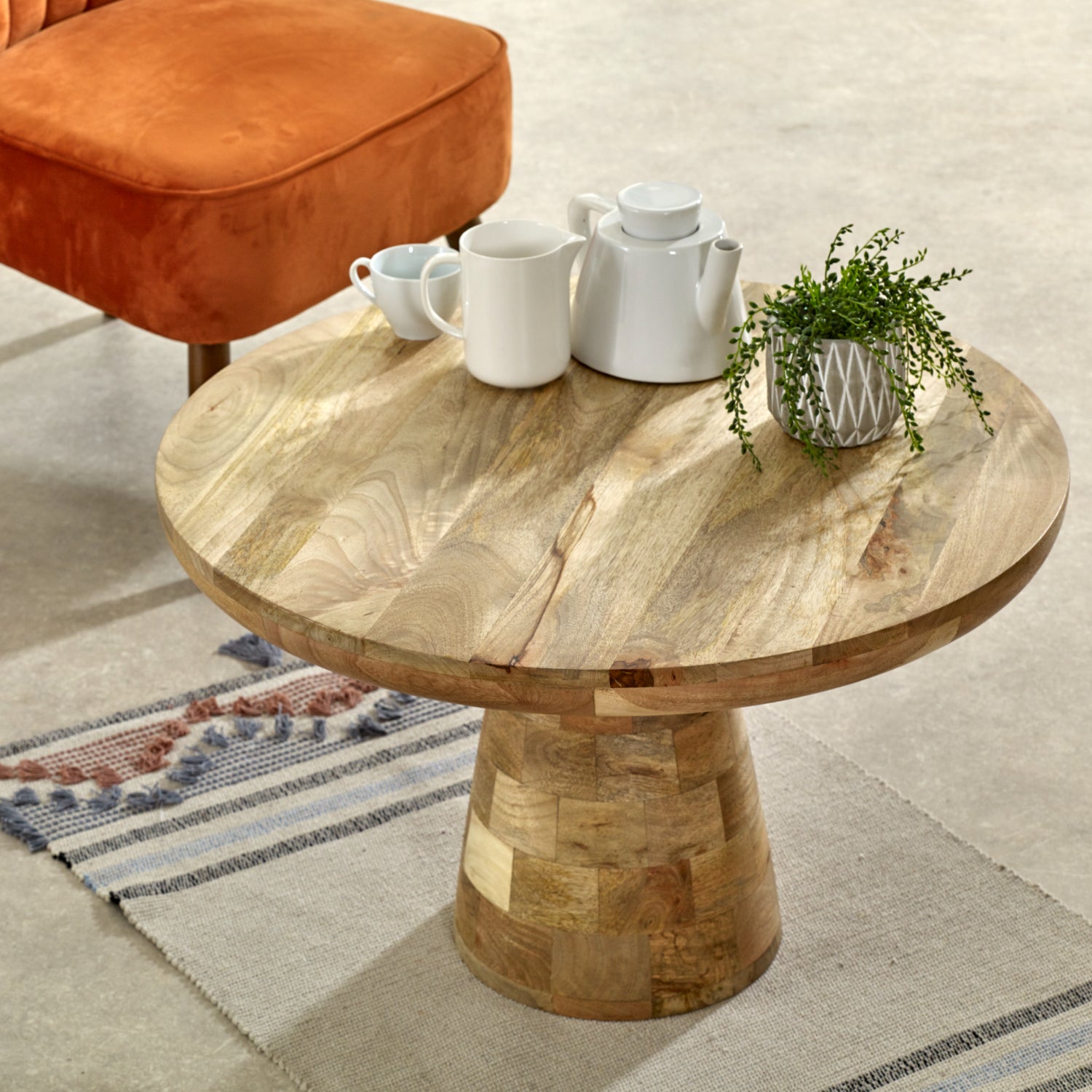 Surrey Solid Wood Coffee Table Mushroom Style 100% Eco Sourced Solid Mango Wood