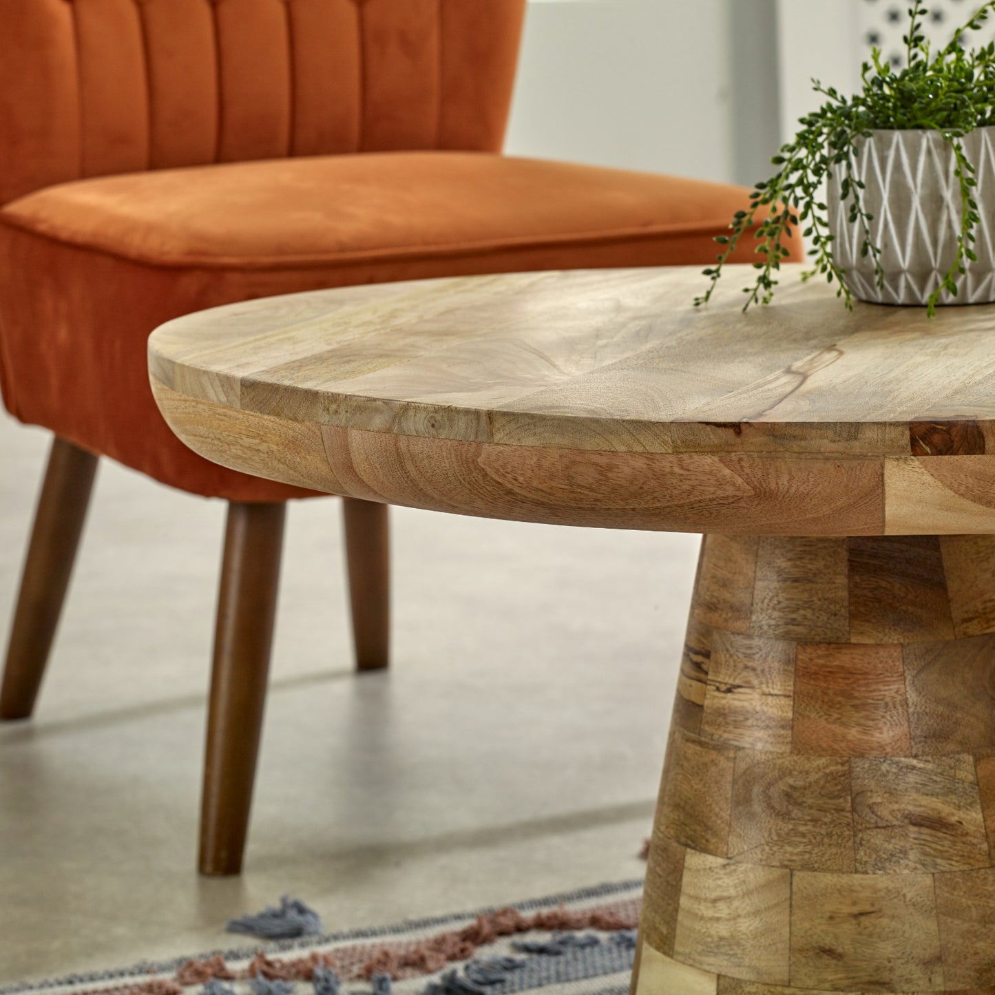 Surrey Solid Wood Coffee Table Mushroom Style 100% Eco Sourced Solid Mango Wood