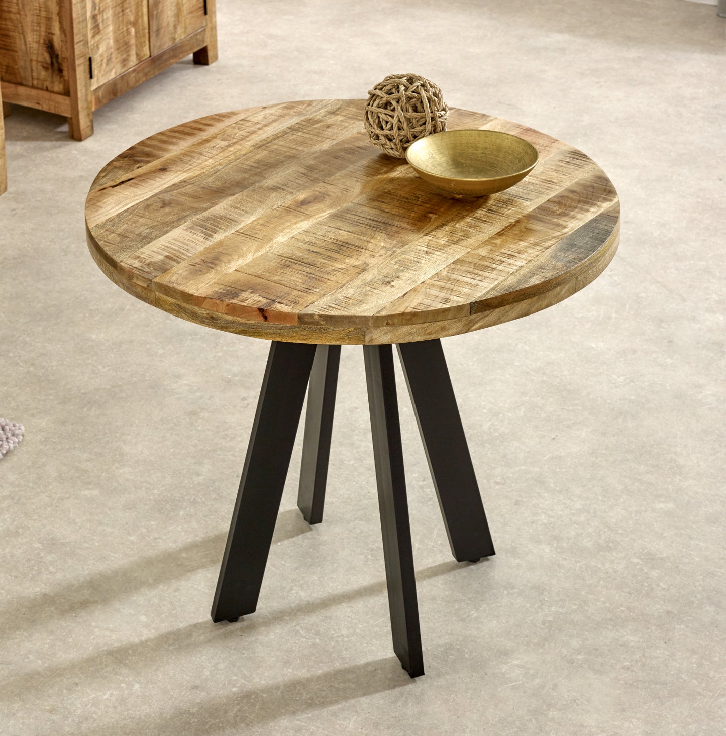 Surrey Round Dining Table 4 Seater 100% Eco Sourced Natural Mango Wood and Metal