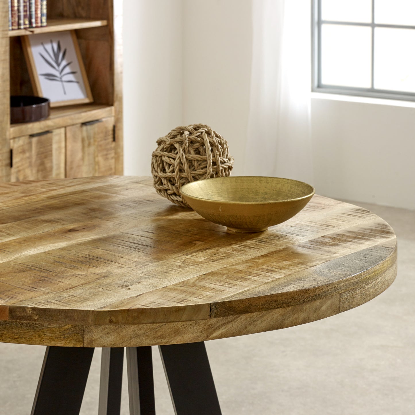 Surrey Round Dining Table 4 Seater 100% Eco Sourced Natural Mango Wood and Metal