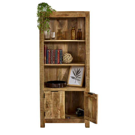 Surrey Solid Wood Bookcase With Doors 100% Eco Sourced Solid Natural Mango Wood