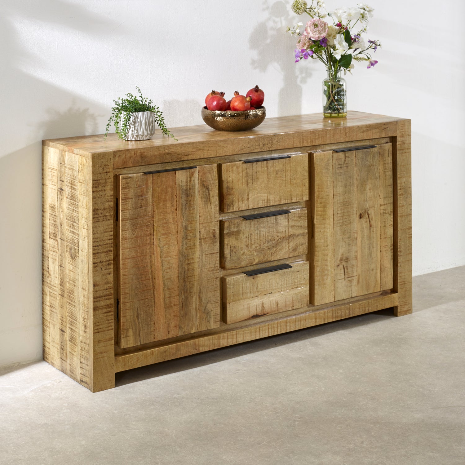 Surrey Solid Wood Large Sideboard 2 Door 3 Drawer 100% Eco Sourced Solid Mango Wood