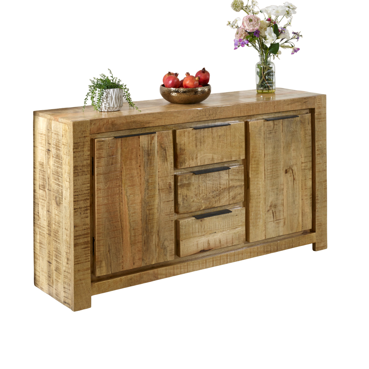 Surrey Solid Wood Large Sideboard 2 Door 3 Drawer 100% Eco Sourced Solid Mango Wood