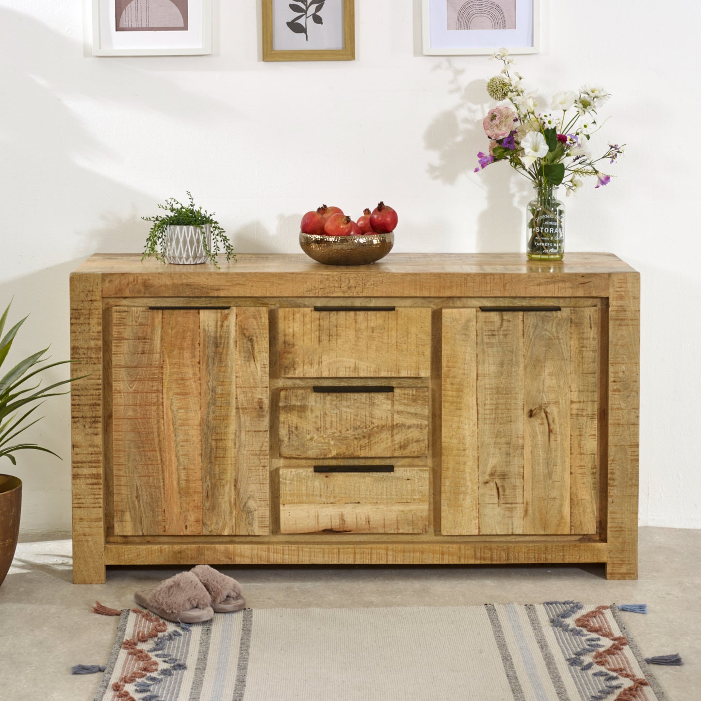 Surrey Solid Wood Large Sideboard 2 Door 3 Drawer 100% Eco Sourced Solid Mango Wood