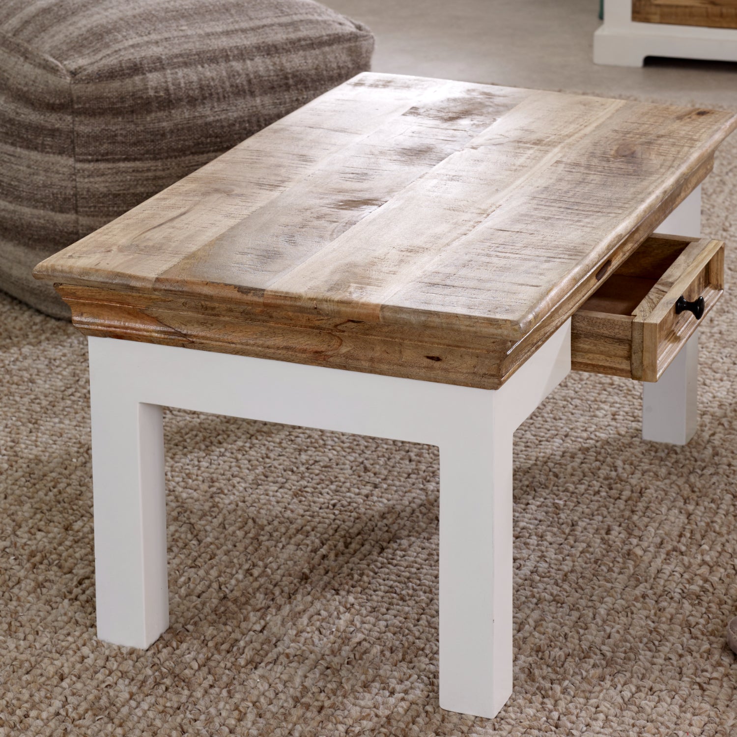 Alfie Coffee Table With Drawer Solid Mango Wood