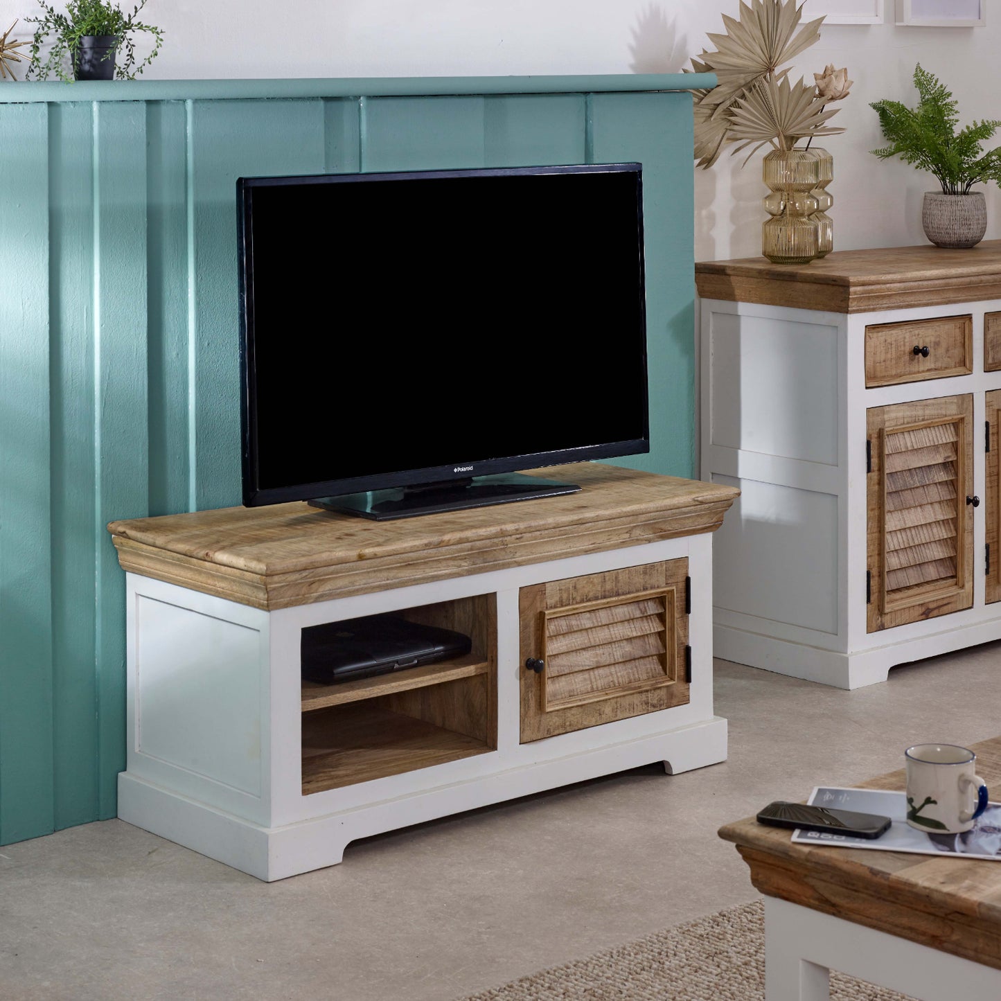 Alfie Wood Tv Cabinet/Bench/Shoe Rack Up to 43" 100% Eco Sourced Wood