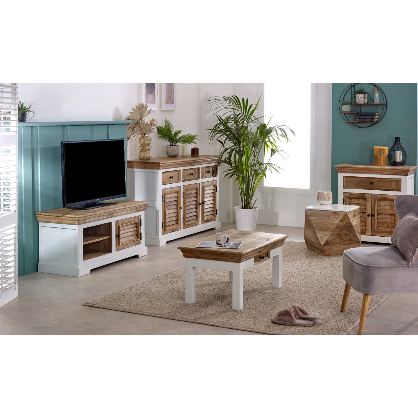 Alfie Wood Tv Cabinet/Bench/Shoe Rack Up to 43" 100% Eco Sourced Wood