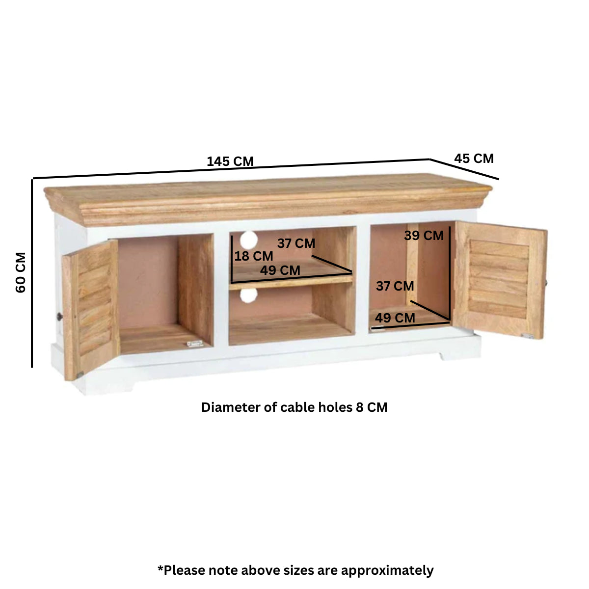 Alfie Tv Cabinet Up to 57" Solid Mango Wood