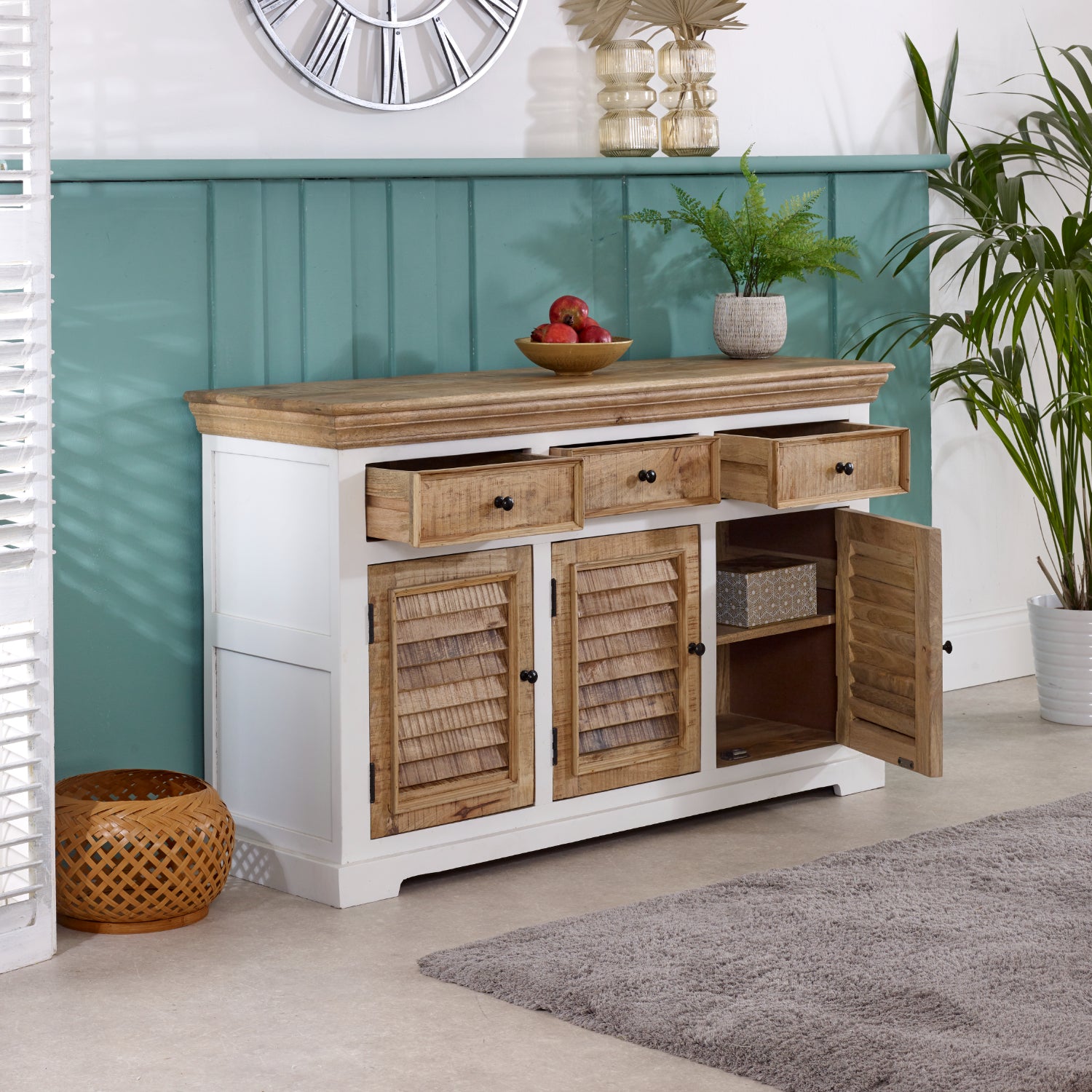 Alfie Wood Sideboard - 3 Drawers & 3 Doors