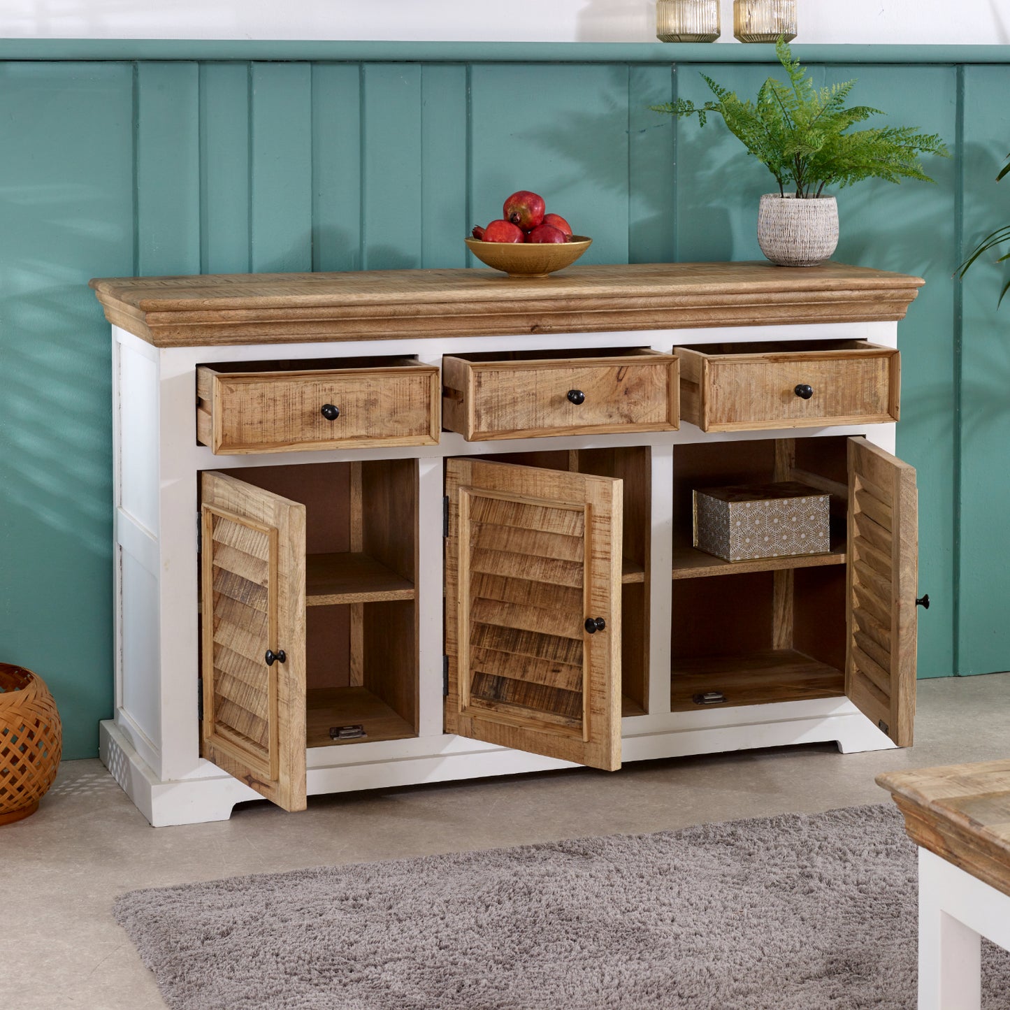 Alfie Wood Sideboard - 3 Drawers & 3 Doors