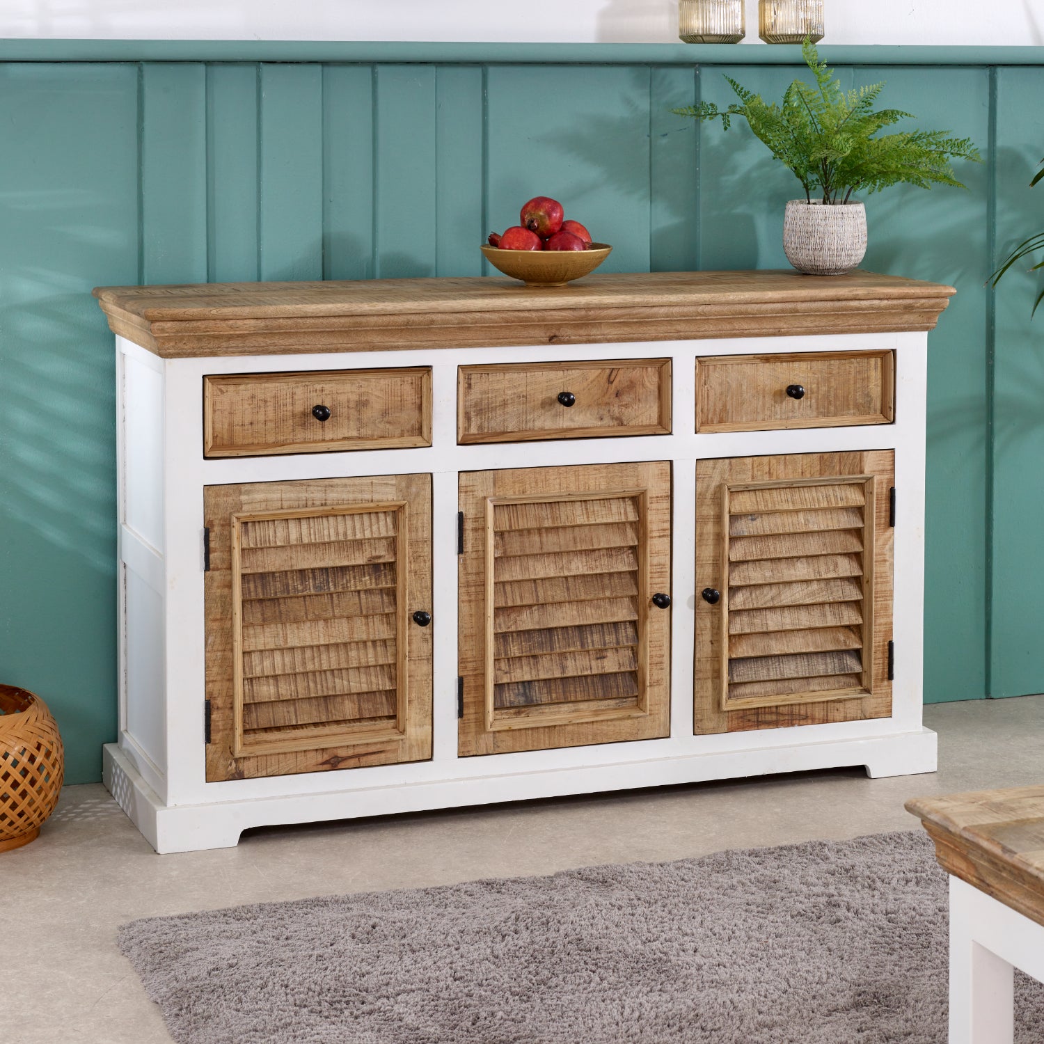 Alfie Wood Sideboard - 3 Drawers & 3 Doors